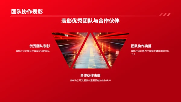 红色渐变企业年终总结表彰大会PPT模板