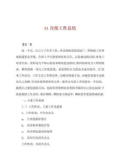 it月度工作总结