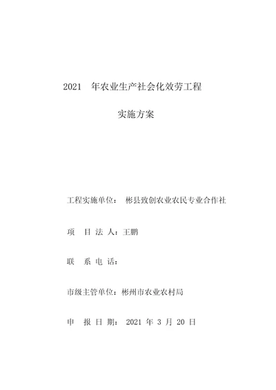 农业生产社会化服务项目实施实施总结方案