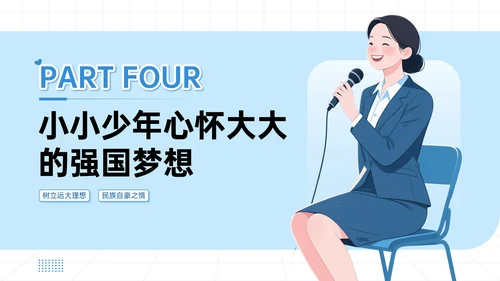 蓝色插画风国庆亲子活动讲座PPT模板
