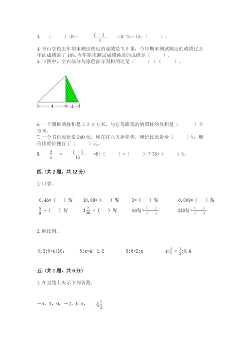 小学六年级下册数学摸底考试题含答案（培优a卷）.docx