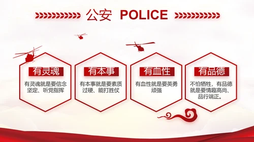 红色大气最美警察评选活动动态PPT模板