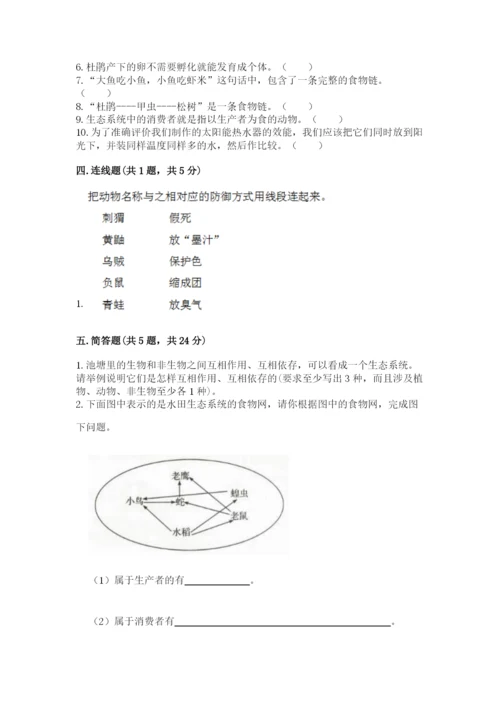 教科版五年级下册科学第一单元《生物与环境》测试卷精品（巩固）.docx