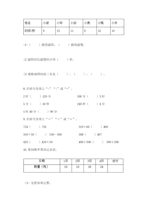 人教版三年级上册数学期中测试卷含答案【培优a卷】.docx