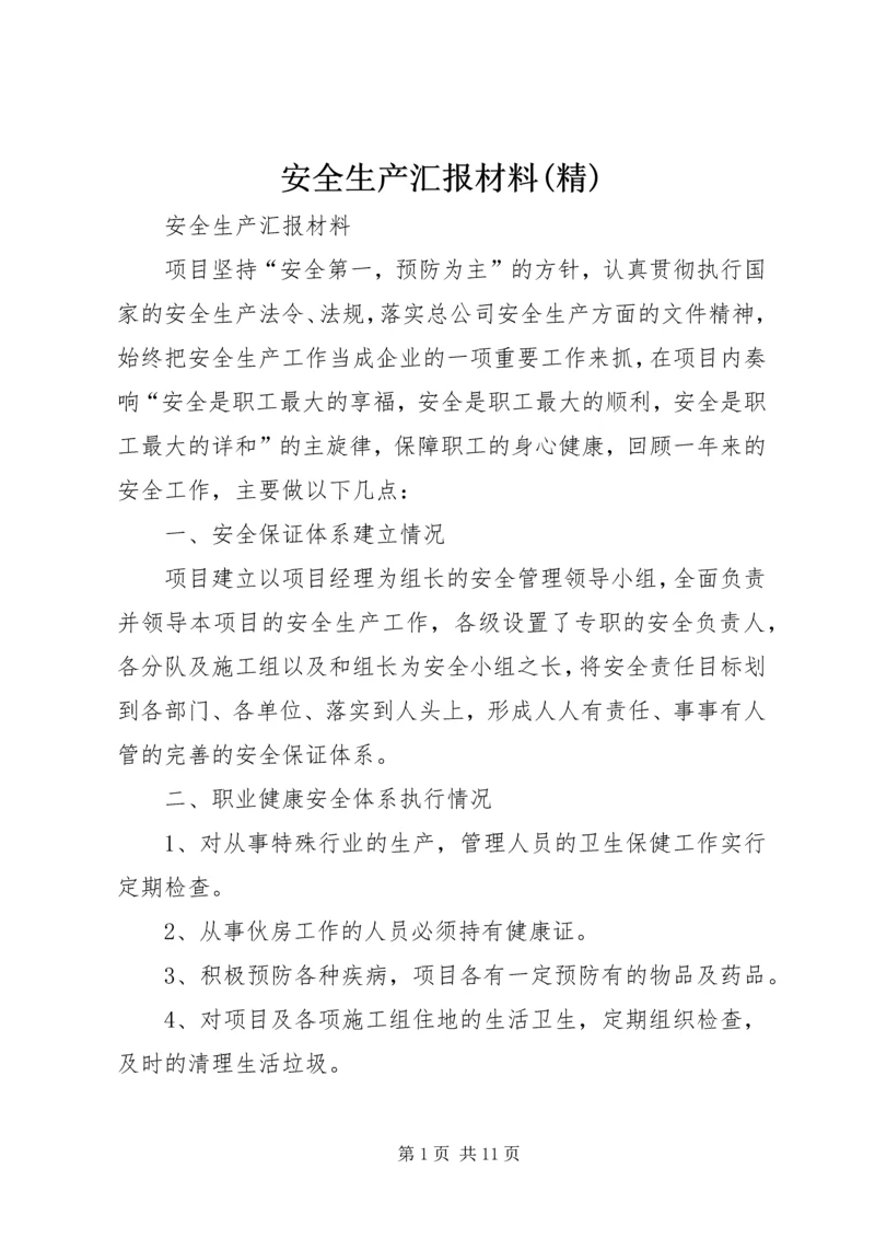 安全生产汇报材料(精).docx