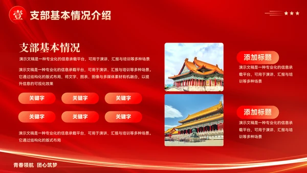 红色党政风团支书个人述职报告ppt模板