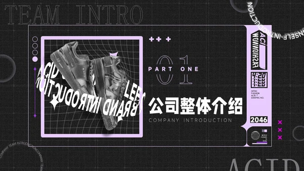 酸性风时尚潮牌鞋品牌介绍通用PPT模板