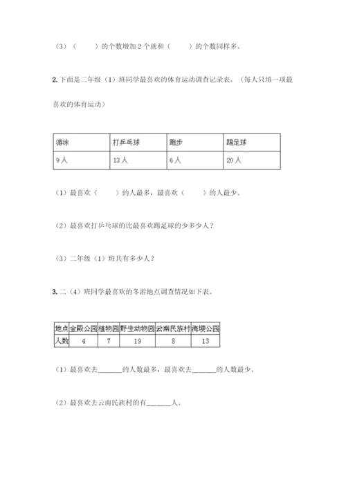 人教版二年级下册数学第一单元-数据收集整理-测试卷含答案(综合卷).docx