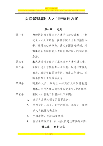 某医院管理集团人才引进规划方案.docx