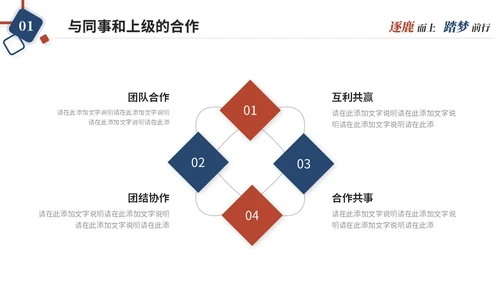简约红蓝几何风个人述职报告工作汇报总结自我介绍ppt模板