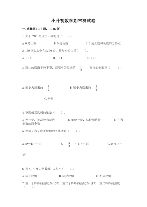 小升初数学期末测试卷及完整答案（名师系列）.docx