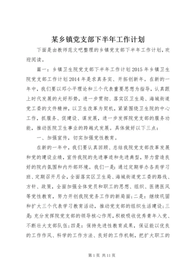 某乡镇党支部下半年工作计划.docx