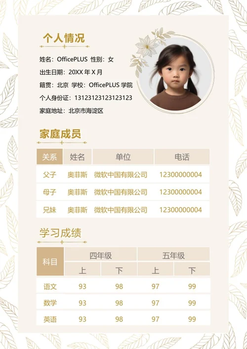 小升初个人简历word模板