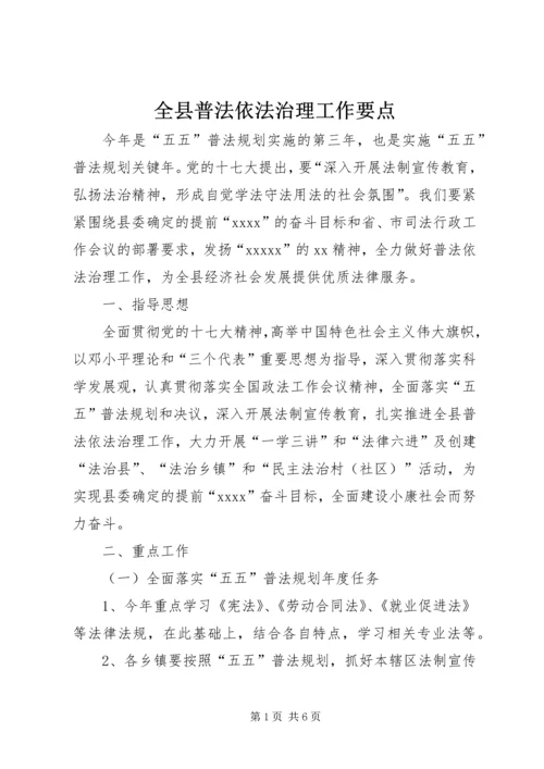 全县普法依法治理工作要点.docx