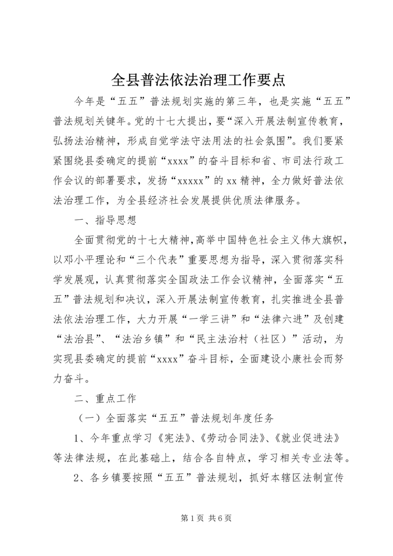 全县普法依法治理工作要点.docx