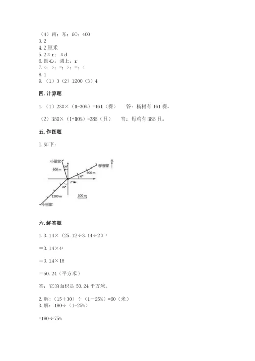 小学六年级上册数学期末测试卷附参考答案（名师推荐）.docx