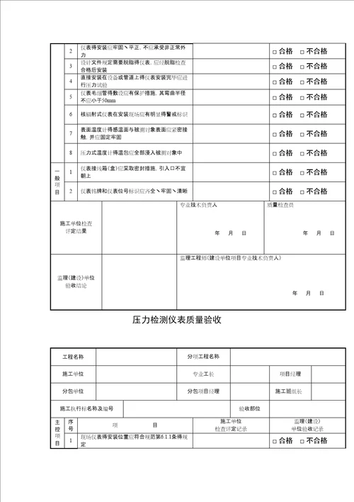 自动化仪表工程施工及质量验收规范配套表格