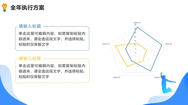 蓝色渐变简约扁平商务新年工作计划PPT模板