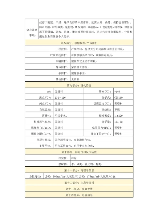 三氯乙酰氯MSDS危险化学品安全技术说明书