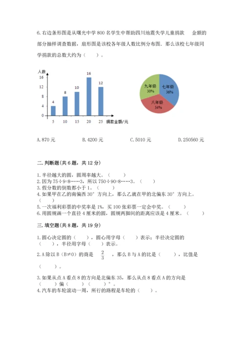 人教版六年级上册数学期末检测卷含答案（达标题）.docx