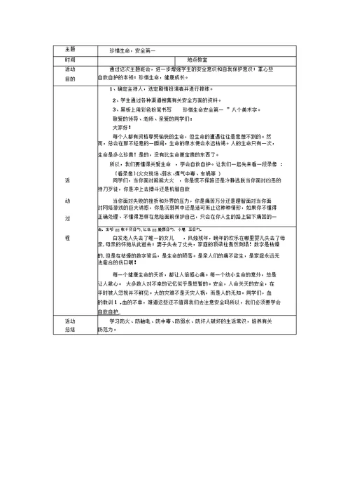 主题班会记录范文