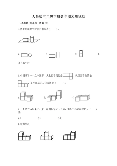 人教版五年级下册数学期末测试卷含完整答案（易错题）.docx