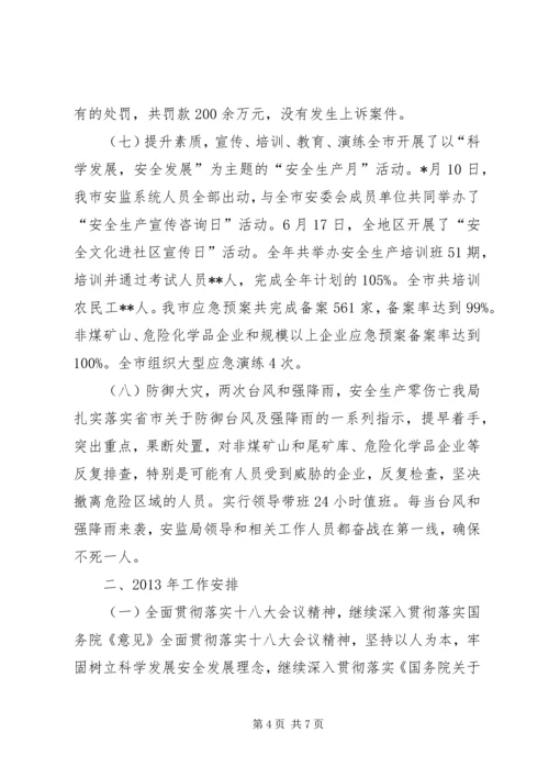 市安监局年度工作总结及下年工作安排 (2).docx