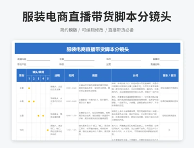 服装电商直播带货脚本分镜头
