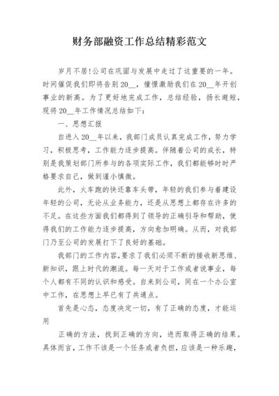 财务部融资工作总结精彩范文.docx