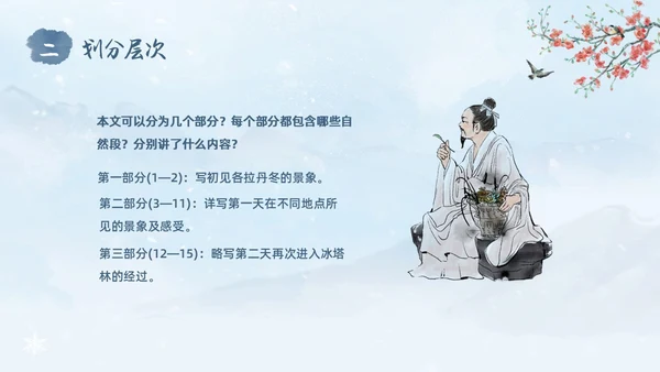 蓝色水彩水墨国风在长江源头各拉丹冬语文课堂教学课件PPT语文课件