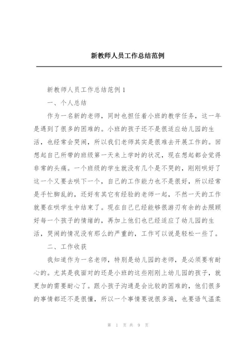 新教师人员工作总结范例.docx