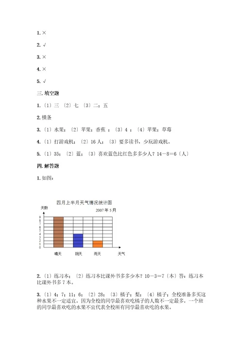 二年级下册数学第一单元数据收集整理测试卷名师推荐