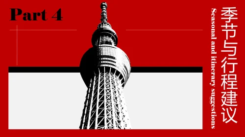 现代简约红色日本旅行攻略PPT模板
