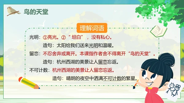 人教版语文四年级上册鸟的天堂课件PPT模板