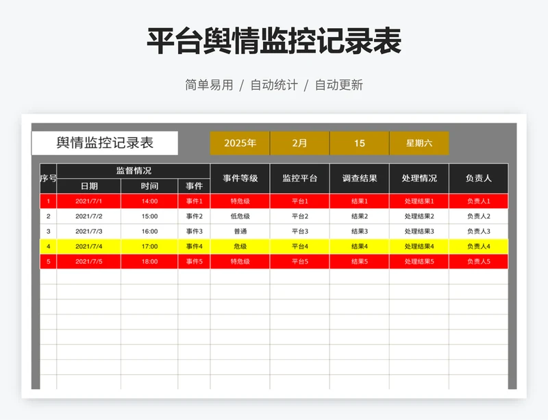平台舆情监控记录表