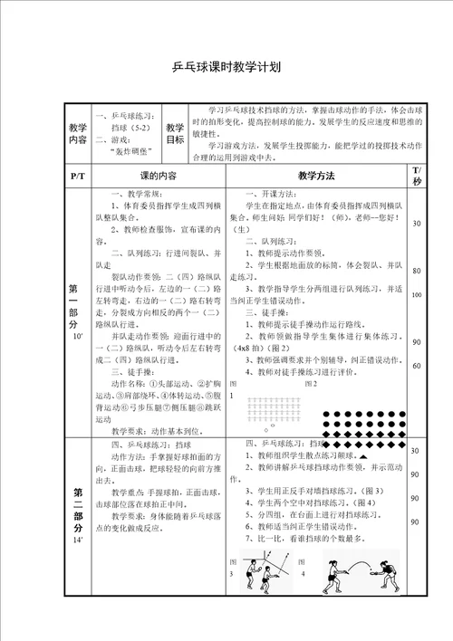 五年级乒乓球单元计划