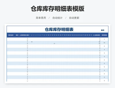 仓库库存明细表模版