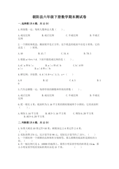 朝阳县六年级下册数学期末测试卷（满分必刷）.docx