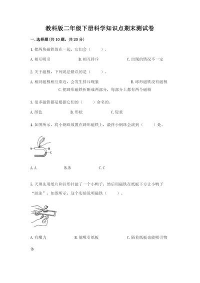 教科版二年级下册科学知识点期末测试卷及1套参考答案.docx