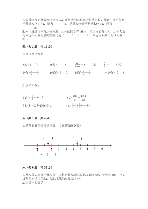 人教版数学六年级下册试题期末模拟检测卷附答案（轻巧夺冠）.docx