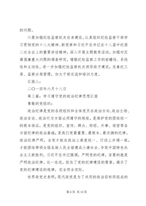 第一篇：党的政治纪律自查思想报告.docx