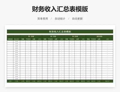 财务收入汇总表模版