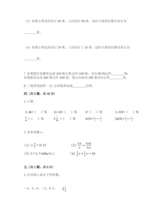 人教版数学小升初模拟试卷及完整答案（各地真题）.docx