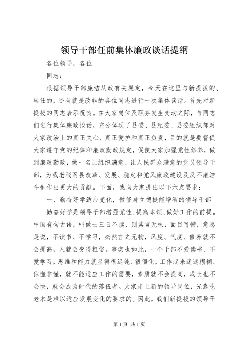 领导干部任前集体廉政谈话提纲.docx