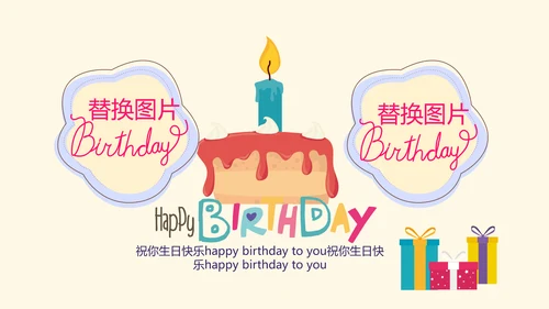 橙色生日快乐电子相册动态PPT模板