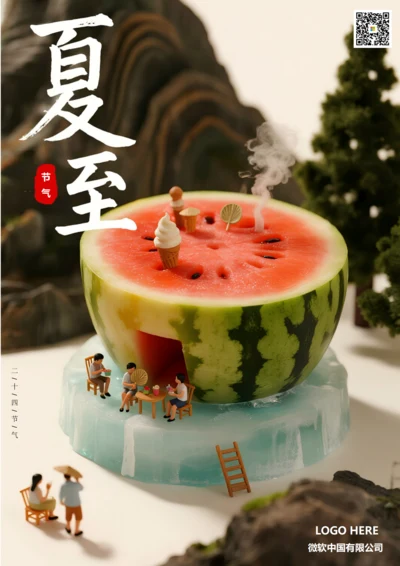 二十四节气夏至海报(避暑)