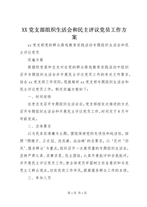 XX党支部组织生活会和民主评议党员工作方案.docx