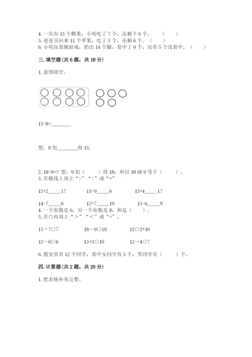 苏教版一年级下册数学第一单元-20以内的退位减法-测试卷可打印.docx