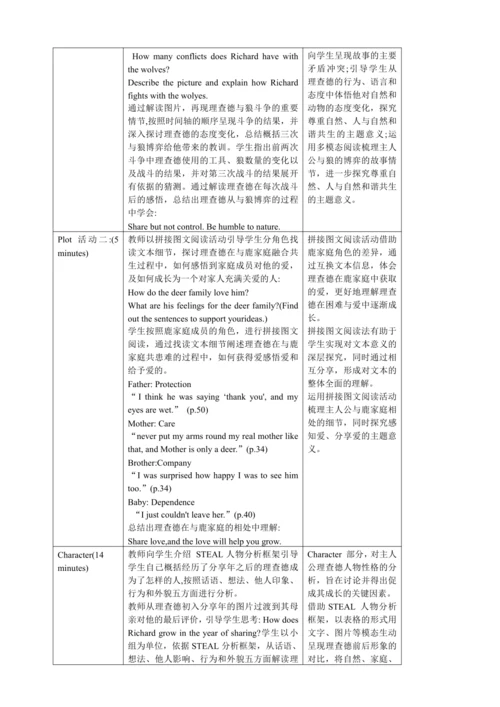 人教新目标九年级英语整本书阅读教学设计The Year of Sharing