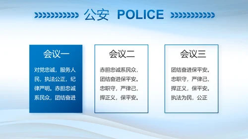 蓝色大气警察述职报告动态PPT模板